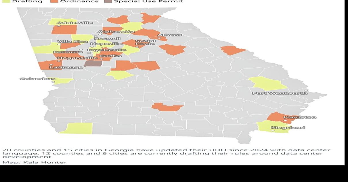 All Georgia data center ordinances — from most to least restrictive