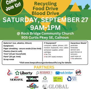 Keep Calhoun Gordon Beautiful Fall Recycling Event Sept. 27