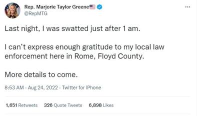 Police respond to prank call at Rep. Marjorie Taylor Greene's home