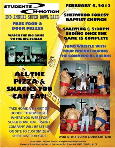 Sherwood Baptist Invites Youth To Super Bowl Bash The Rome News Tribune Northwestgeorgianews Com Sherwood Baptist Invites Youth To Super Bowl Bash The Rome News Tribune Northwestgeorgianews Com