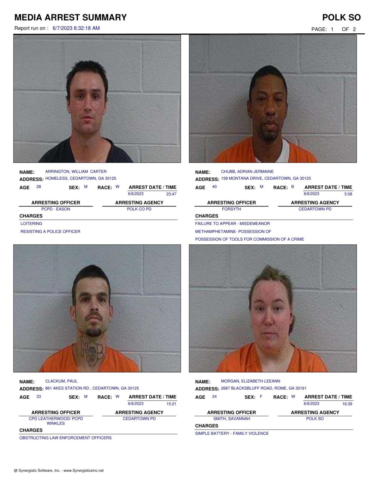 Polk County Jail Report for Wednesday, June 7 | Police Fire ...