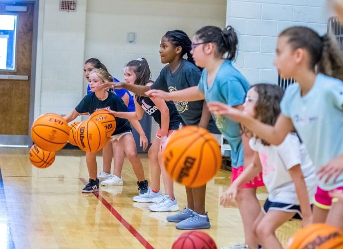 Pepperell girls youth basketball camp dribbling