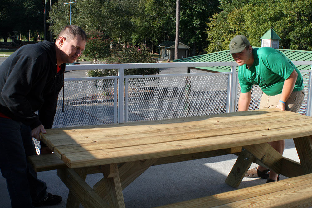 Scout donates tables