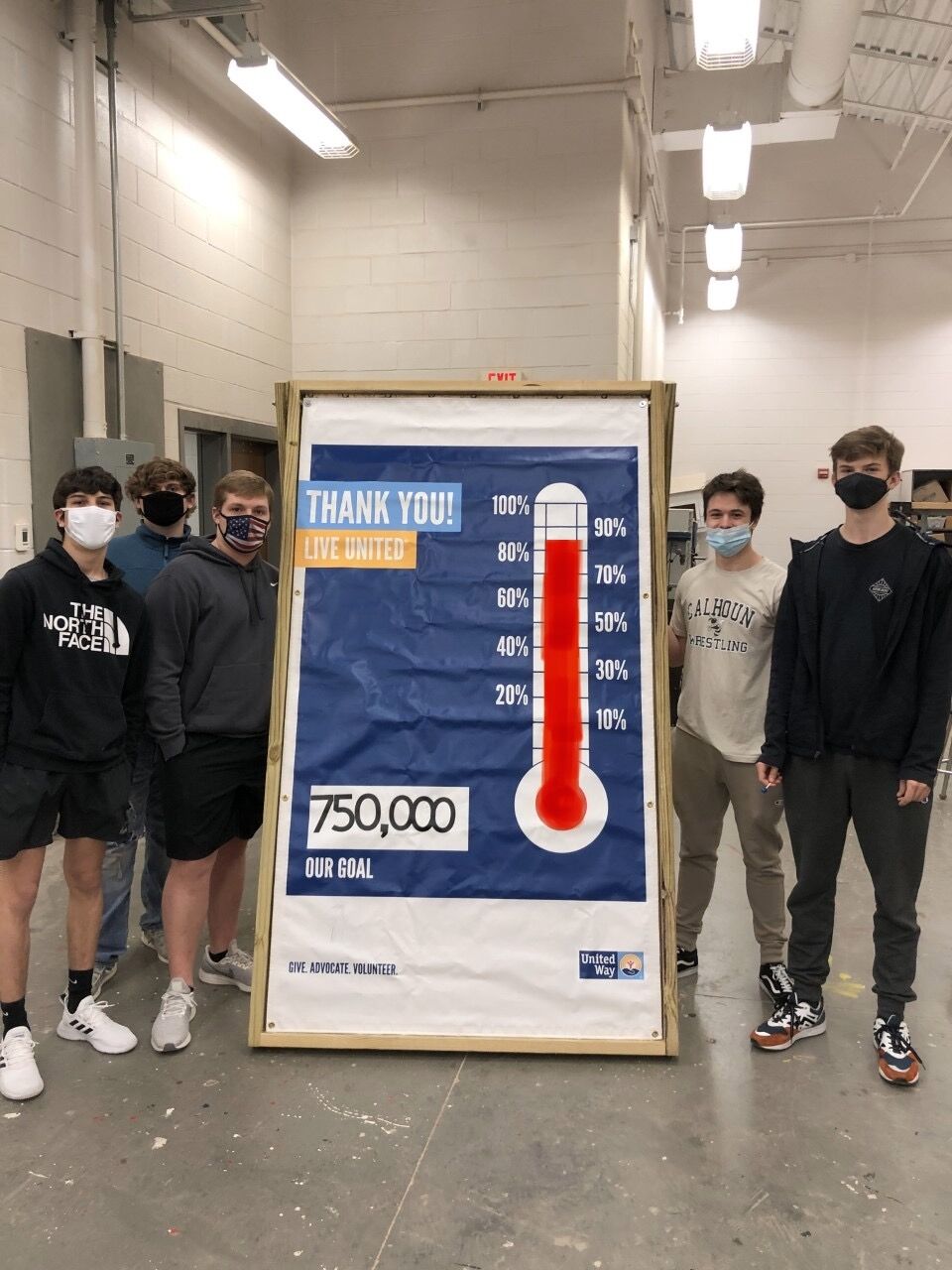 Construction students build campaign thermometer