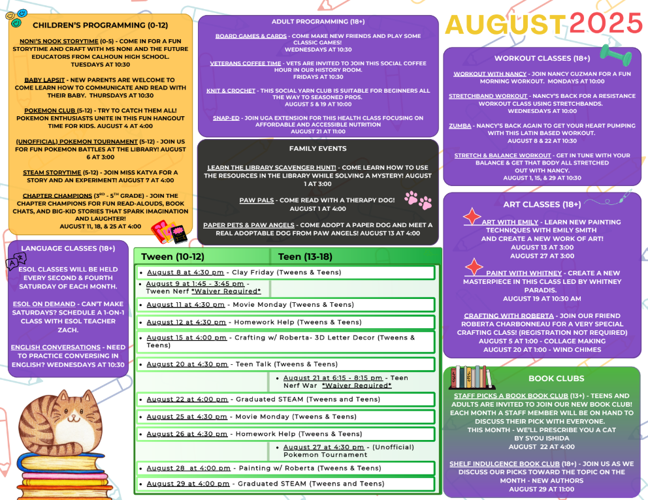 August Events at the Calhoun Gordon Library