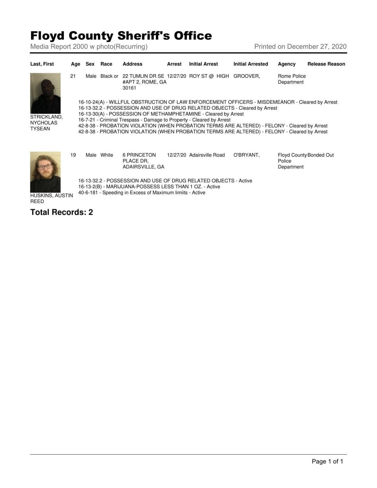Last 24 Hours Floyd County Jail Mugshots - dzi1j4a