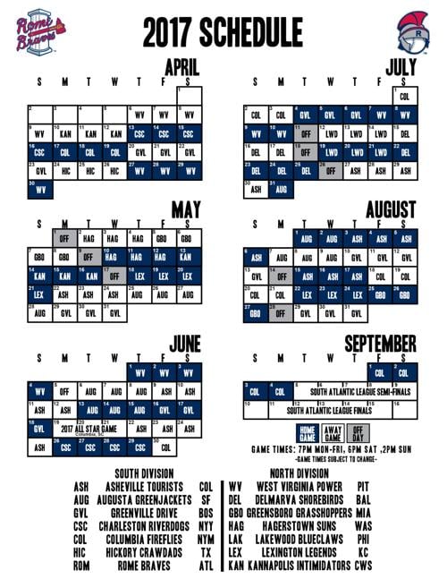 Rome Braves 2022 Schedule