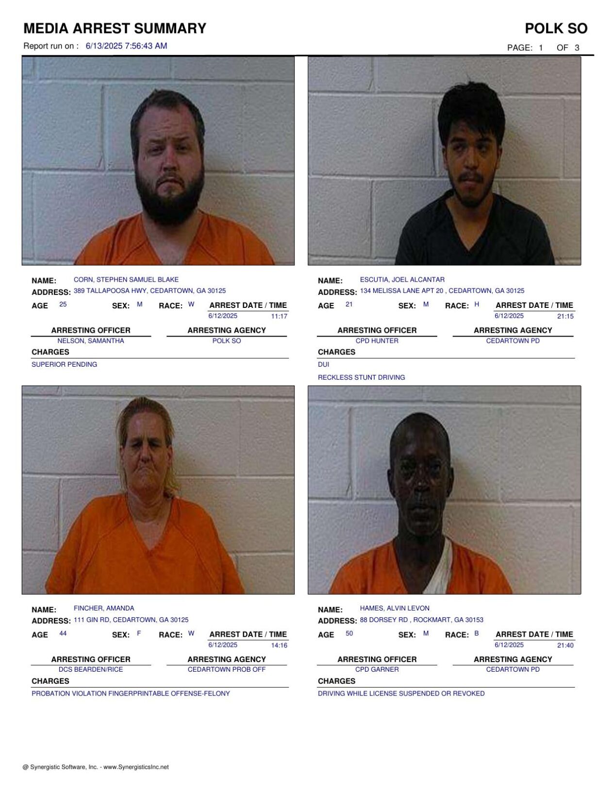 Polk County Jail Report for Friday, June 13 | Police Fire ...