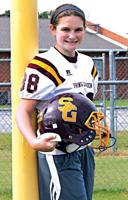 Just one of the guys: Kaitlyn Rogers kicking for Spring Garden football team this season