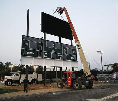 New scoreboard going up at Barron
