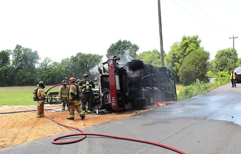 Fire truck turned over
