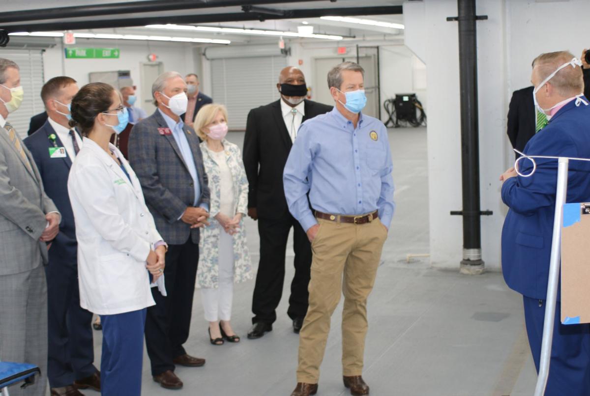 Gov. Kemp tours temporary medical units at Floyd Medical
