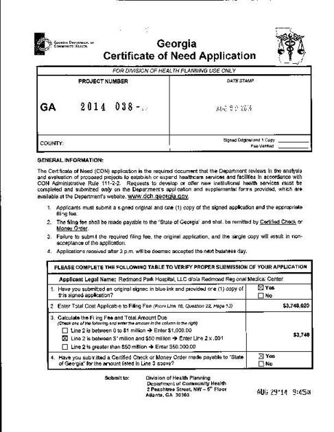 Redmond S Certificate Of Need Request Northwestgeorgianews Com