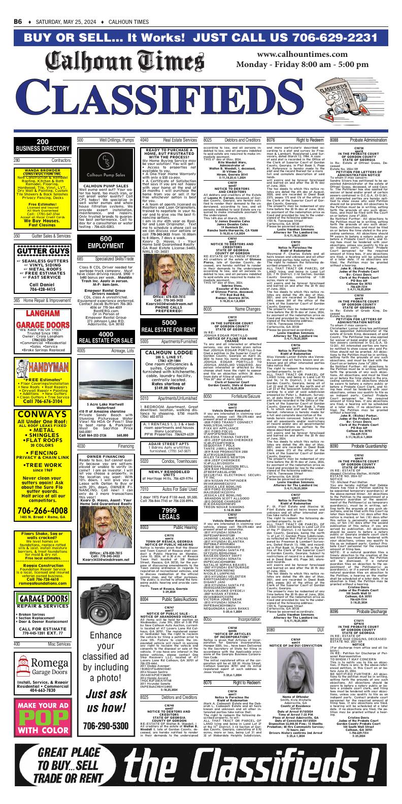 Page B06 | Calhoun Times E-Edition | Northwestgeorgianews.com