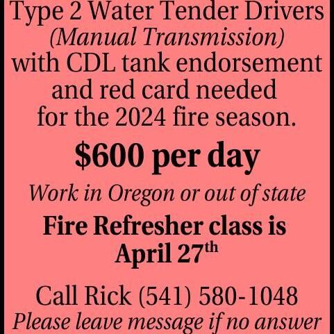 Type 2 Water Tender Drivers