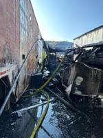 5 trailers catch fire in storage lot