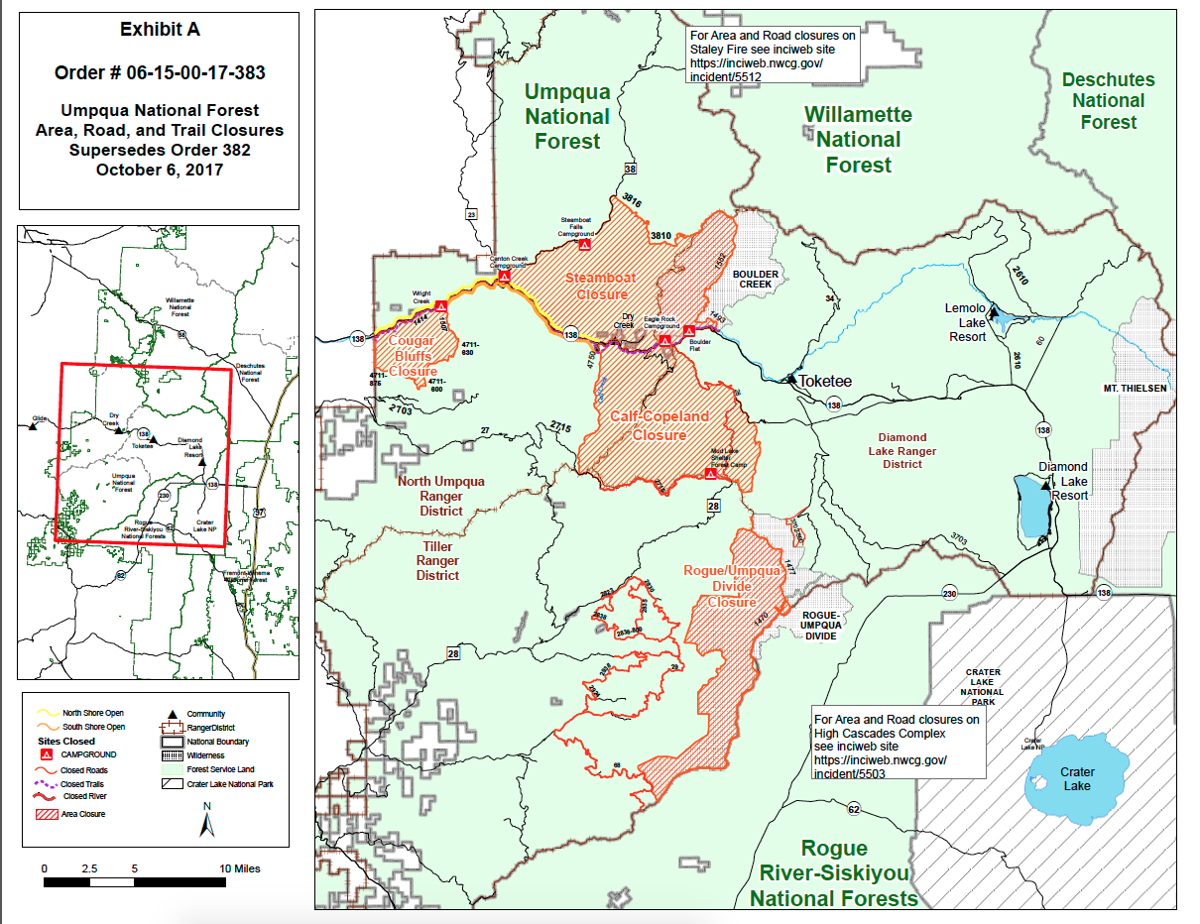 Umpqua National Forest Updates Closures Wildfires