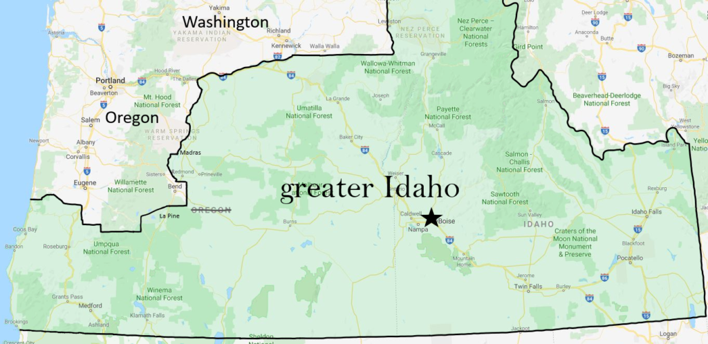 NEW Greater Idaho map, Nov. 1, 2021