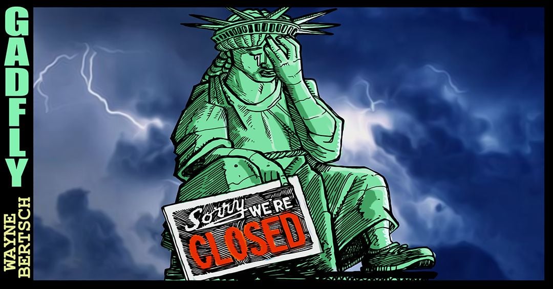 Sad statue clearance of liberty