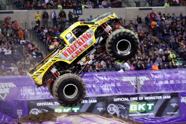 Monster Jam trucks at Lucas Oil Stadium