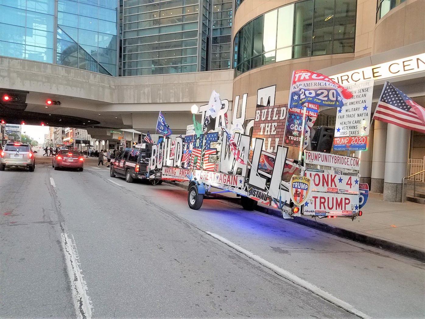 The Trump Unity Bridge trailer at Circle City Mall in Downtown Indianapolis