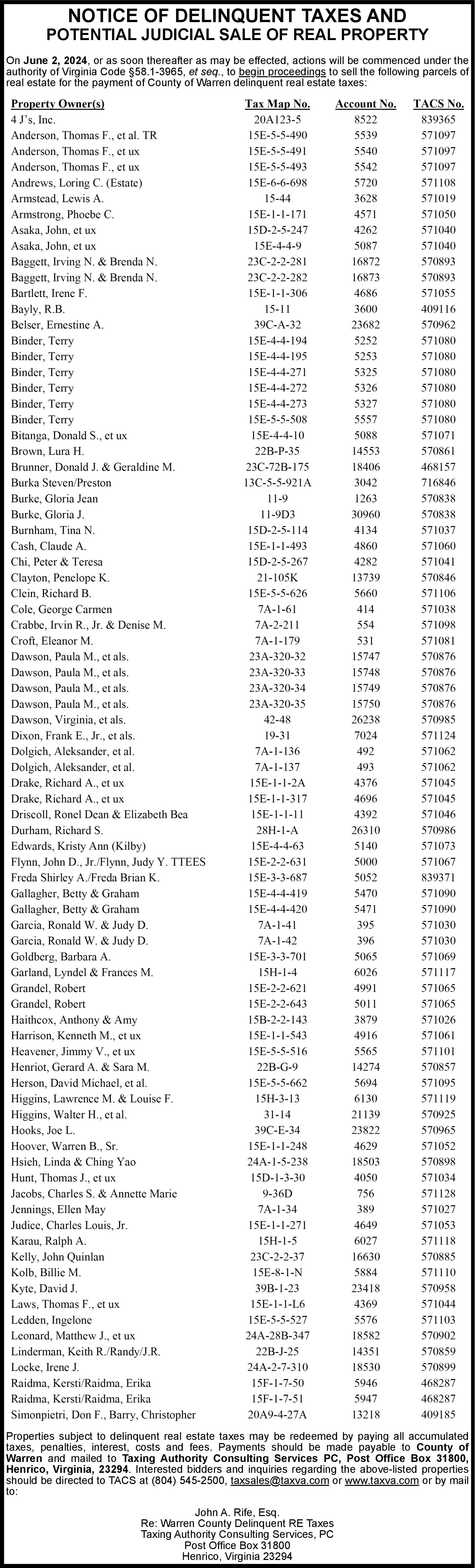 Aiken County Delinquent Tax Sale List