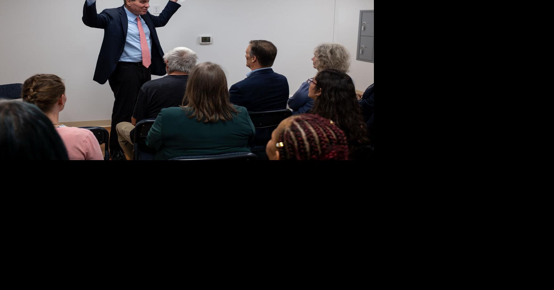 Warner fields questions on AI, Iran, and housing; Senator campaigns in Winchester, Harrisonburg