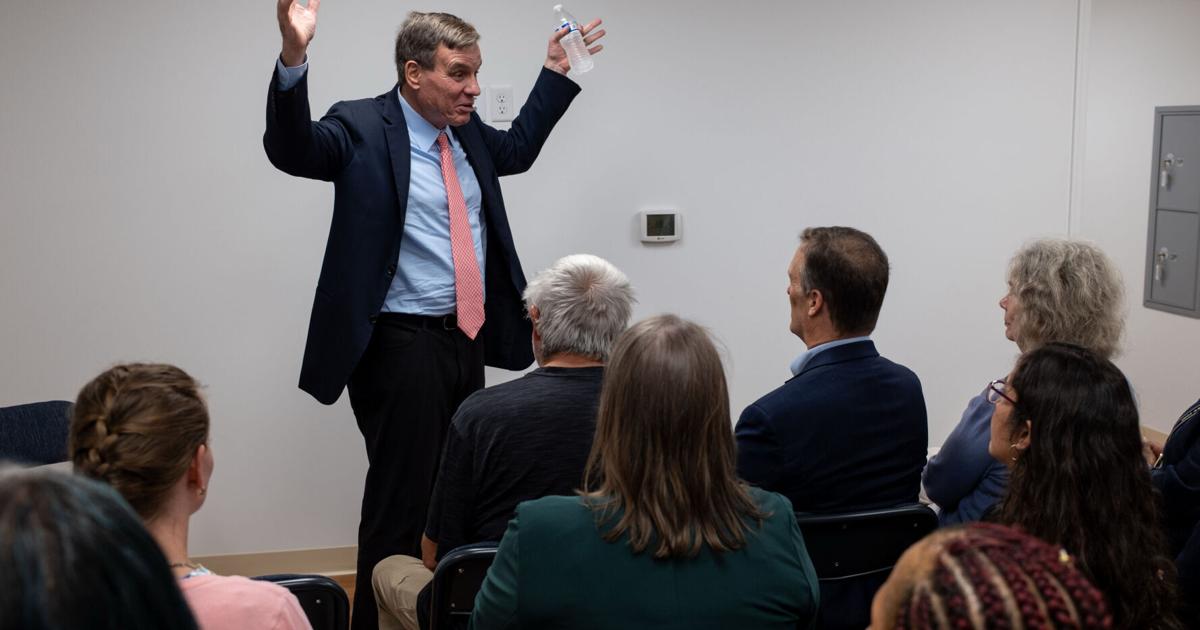 Warner fields questions on AI, Iran, and housing; Senator campaigns in Winchester, Harrisonburg