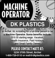 Machine Operator at DK Plastics