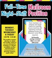 Full-Time Mailroom Night-Shift Position with White Wolf Web