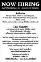 Estimator & Sales Associate with Neal Chase Lumber co