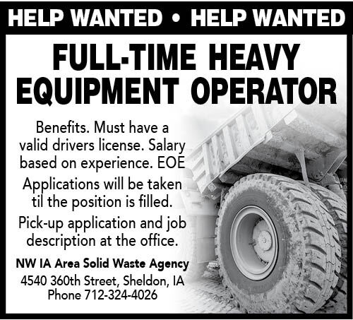 Heavy Equipment Operator at NW IA Solid Waste Agency