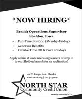 Branch Operations Supervisor with North Star Community Credit Union