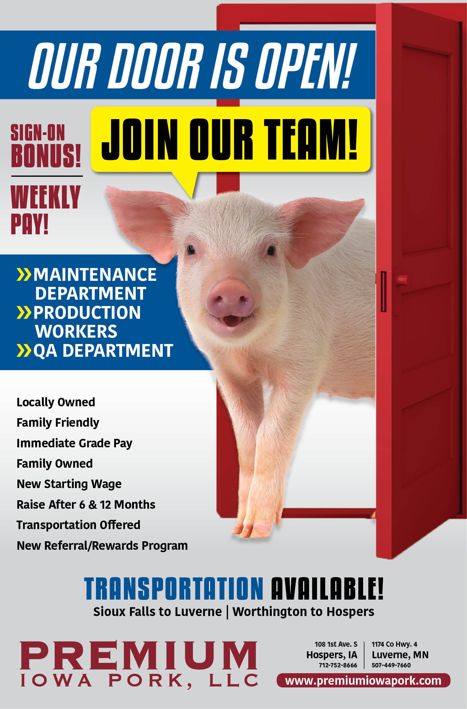 Help Wanted at Premium Iowa Pork