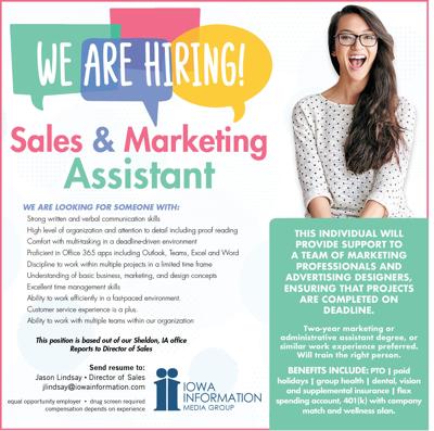 Sale & Marketing Assistant with Iowa Information Media Group