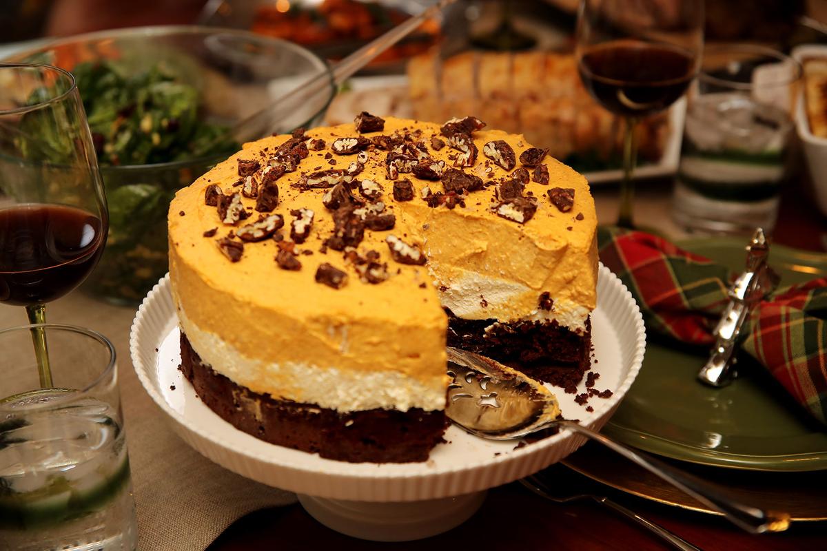 Layered Pumpkin Cheesecake With Brownie Bottom Okoboji Magazine Nwestiowa Com