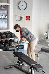 Trevor Cast cleans bench