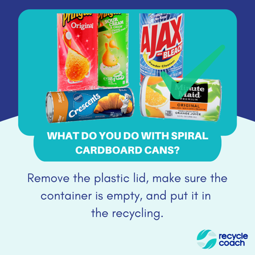 Recycle Coach tip: spiral cardboard cans