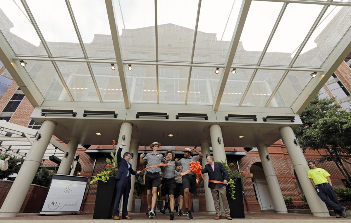 entrance opens Hotel at renovated Auburn