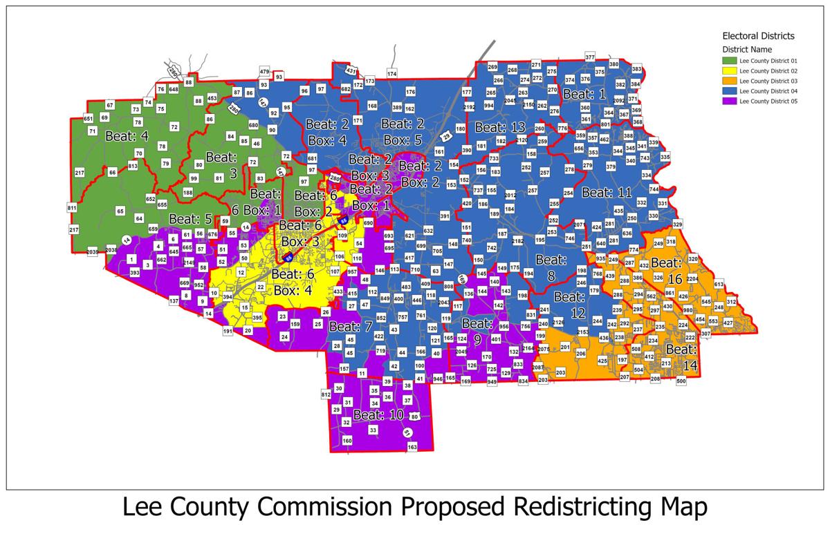 2021 Lee County redistricting map