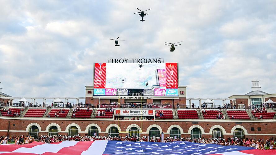 Pre-game flyover, ‘Walk of Heroes’ among the highlights for Troy University’s Military Appreciation Game on Oct. 24