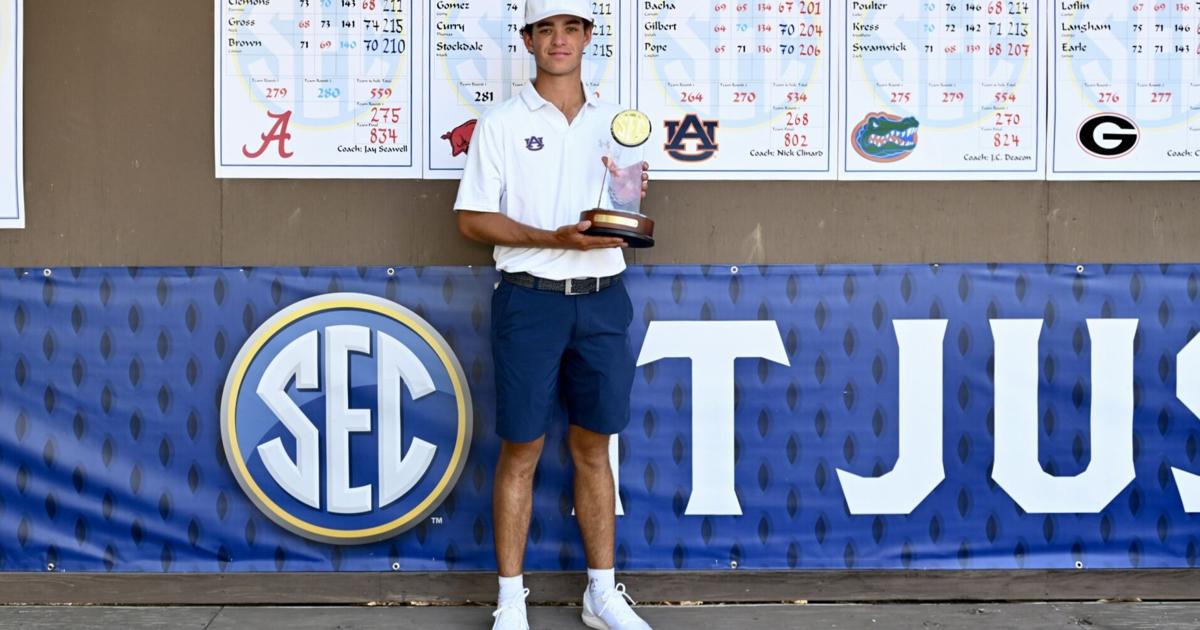 Auburn golf Jackson Koivun wins SEC individual championship