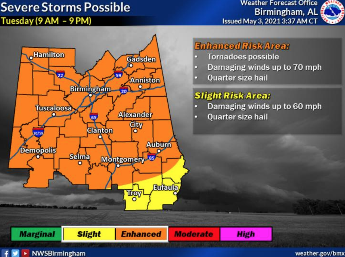 Severe Weather warning May 3, 2021