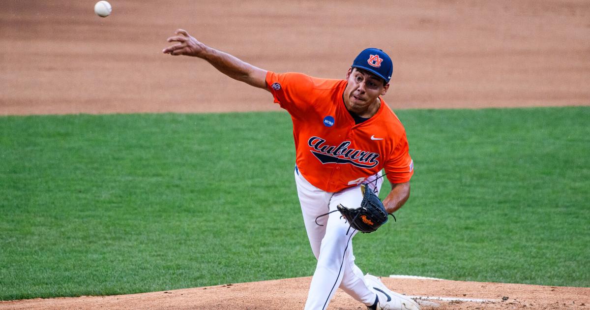 Who is Auburn baseball's starting pitcher vs. Ole Miss for game two of Super Regional?