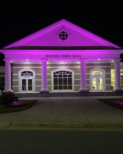 Maiden Town Hall going pink