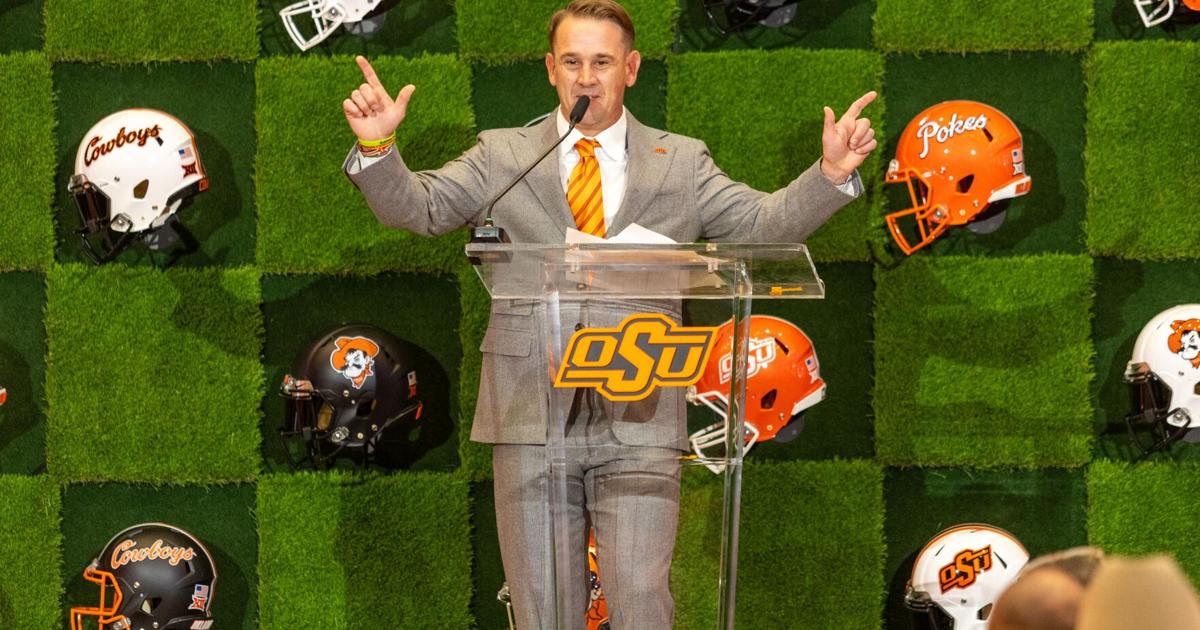 See our best photos from Oklahoma State Head Coach Eric Morris' introductory press conference