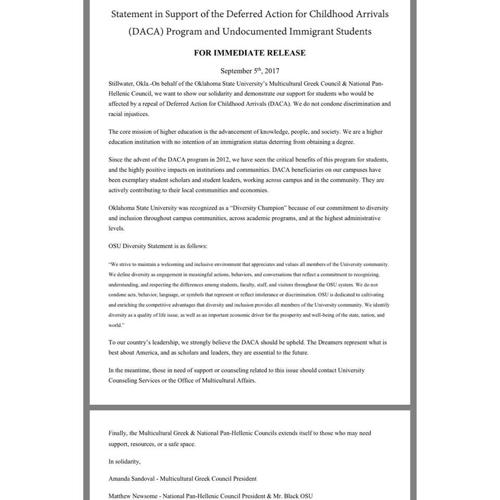 OSU student organizations reach no agreement on DACA statement News
