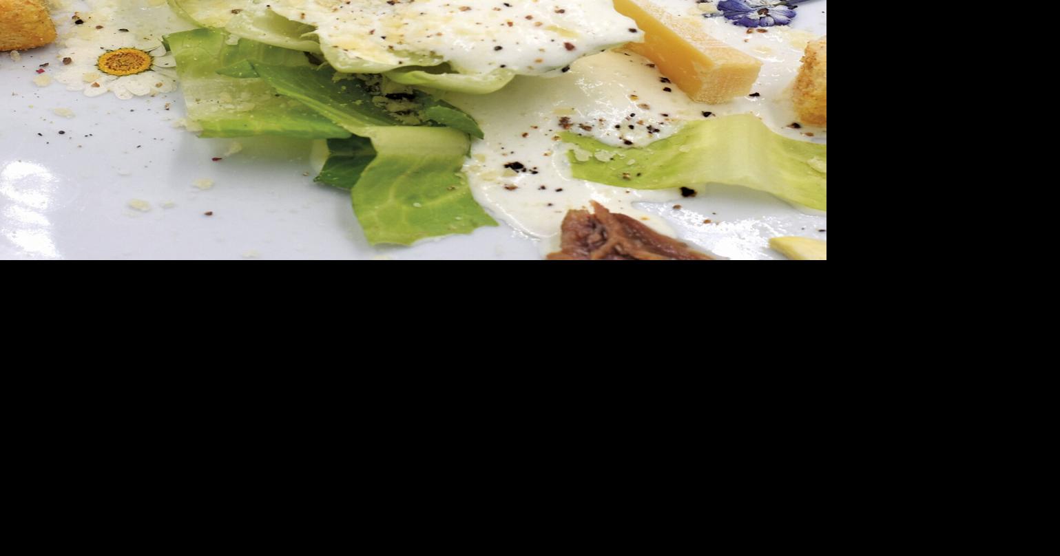 Caesar salad with parmesan foam
