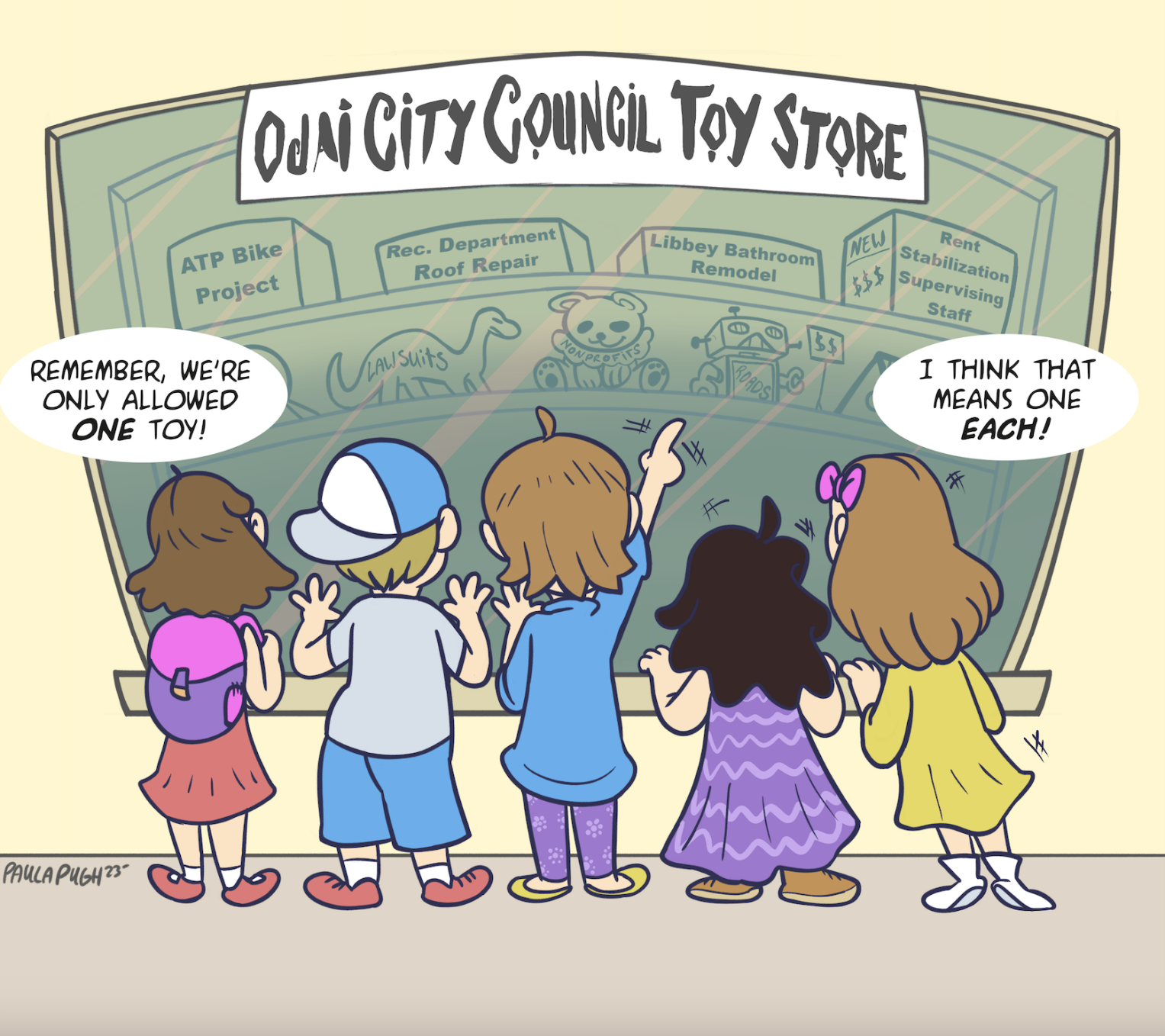 Ojai City Council Toy Store Editorial Cartoon