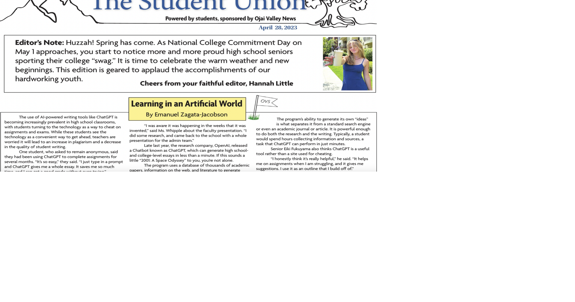 The Student Union Spring 2023 issue | Education | ojaivalleynews.com